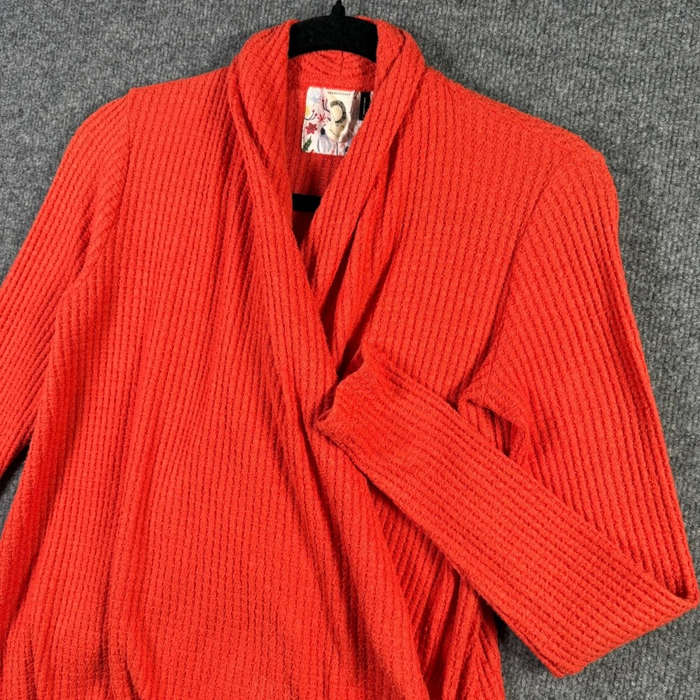 Anthropologie Akemi + Kin Top Womens XS Orange Red Waffle Knit Wrap Long Sleeve
